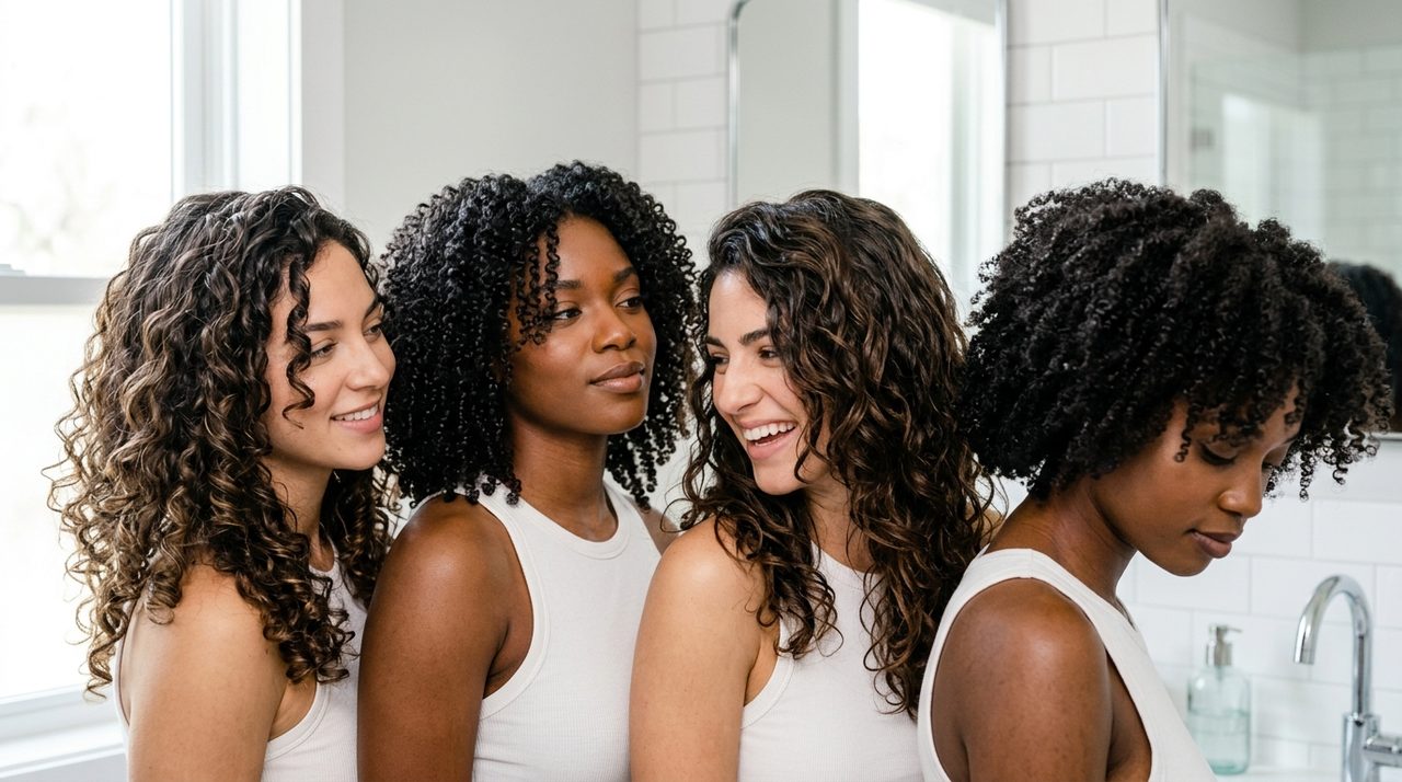 Una varietà di texture di capelli ricci, sani e luminosi